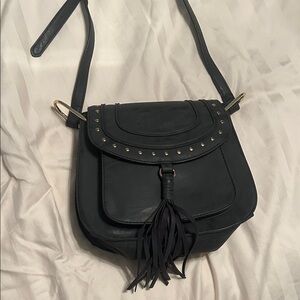 Grey Leather Shoulder Bag